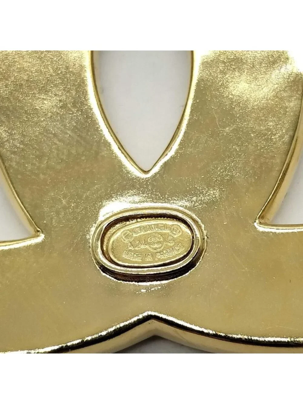 Chanel CC Logo Brooch Gold Pink Clover Pin